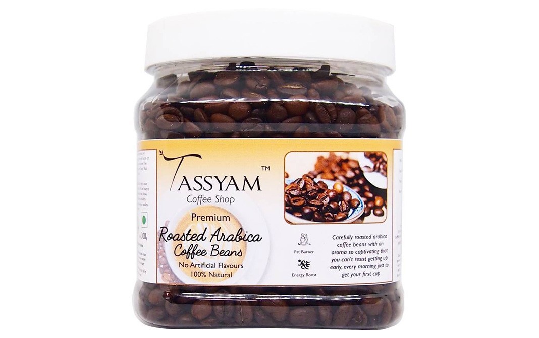Tassyam Roasted Arabica Coffee Beans   Plastic Jar  300 grams